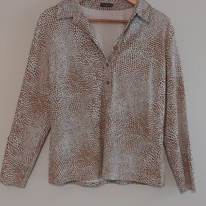 J. McLaughlin Brown and White Button Down Shirt